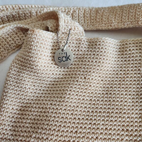 The Sak Natural Beige Handmade  Crochet Boho Casual Shoulder Bag Purse Tote - Picture 10 of 16